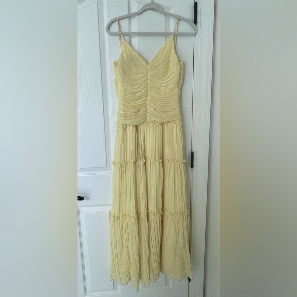 Beautiful vintage pale yellow Jessica McClintock Gunne Sax long prom dress
